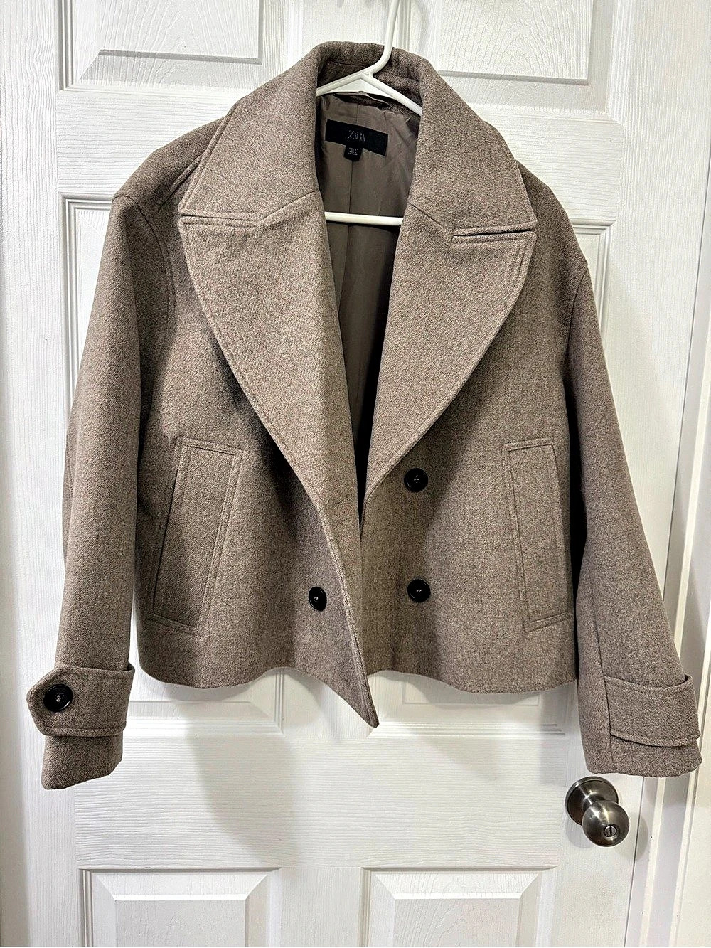 Zara Cropped Double-Breasted Pea Coat